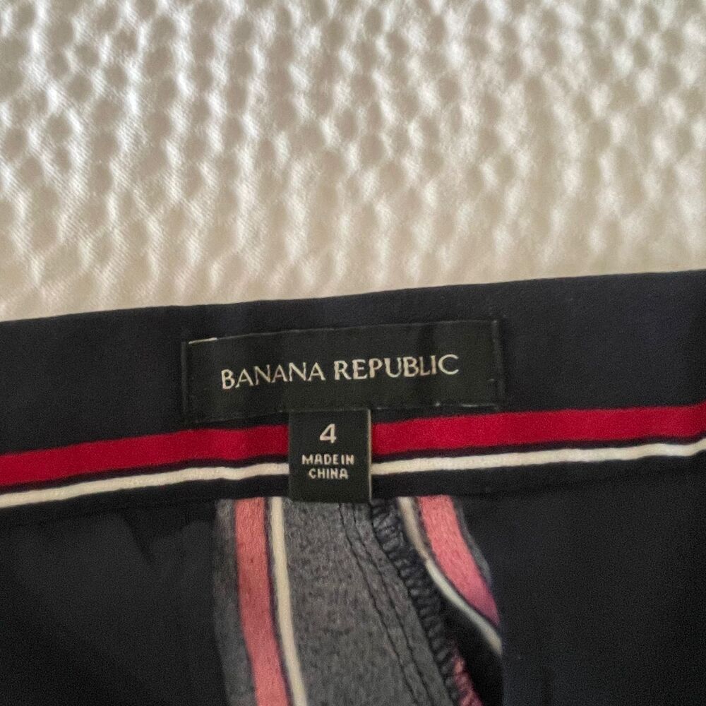 Banana Republic Striped Pants Size 4 Navy Blue Red White Ankle Drawstring Pleat - Picture 5 of 10